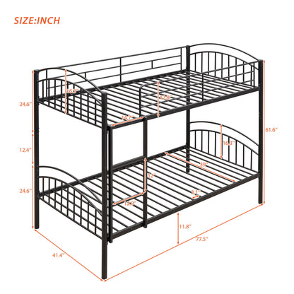 Twin Over Twin Bunk Bed, Divided Into Two Beds - Black