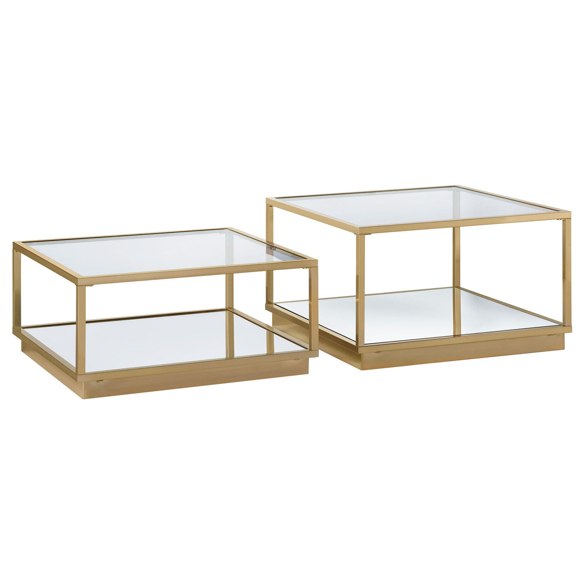 Emeline - 2 Piece Coffee Table Set - Brushed Brass