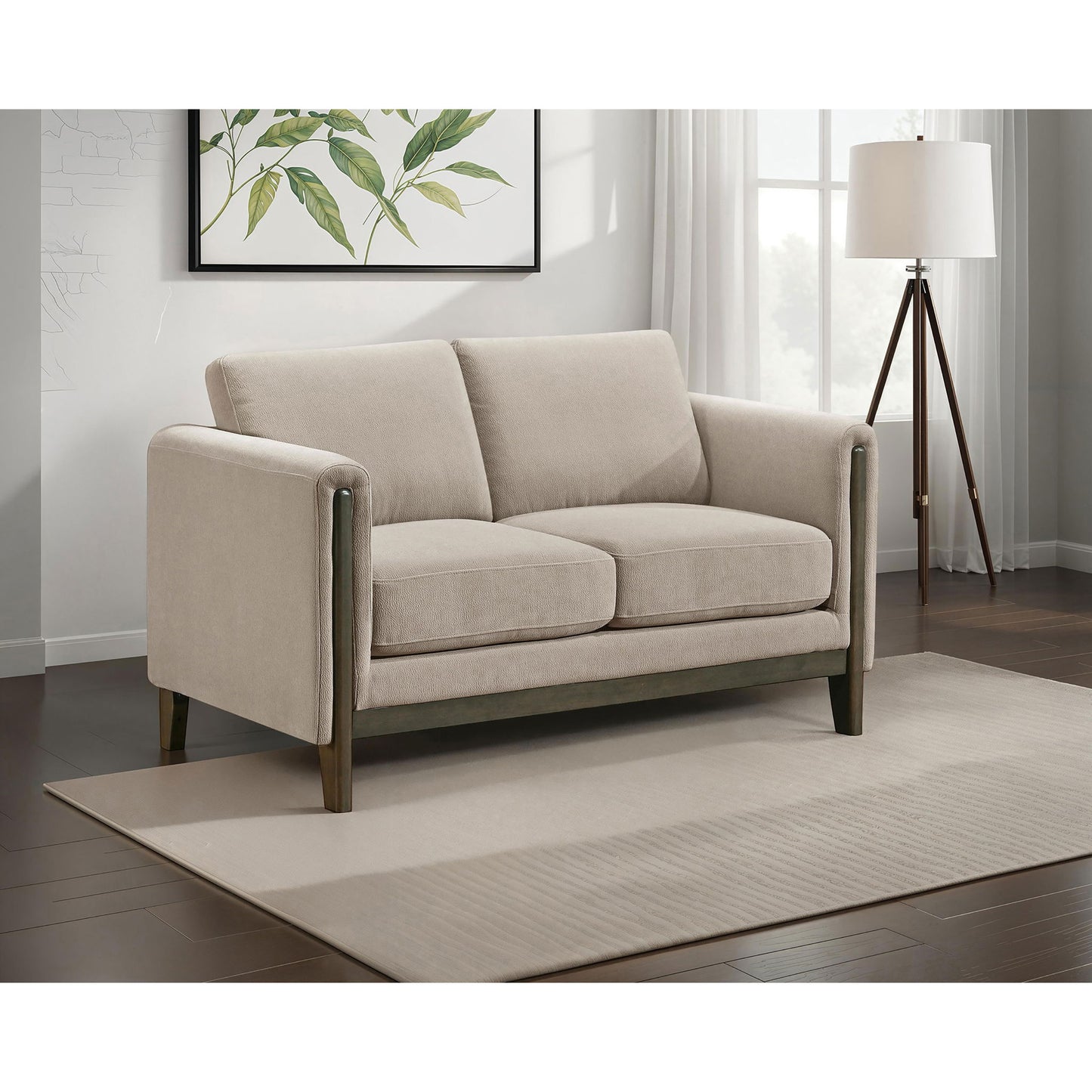 Fisher - Upholstered Panel Arm Loveseat - Taupe