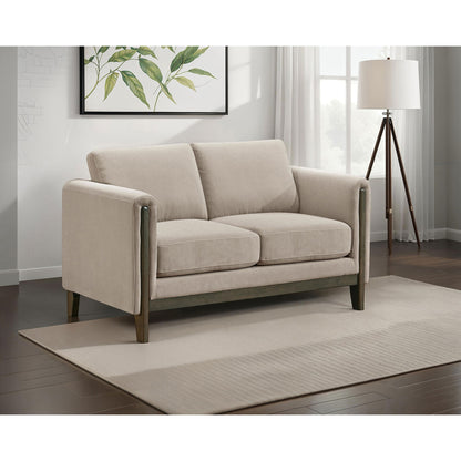 Fisher - Upholstered Panel Arm Loveseat - Taupe