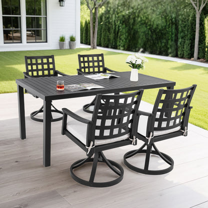 Modern Classic Outdoor Patio Dining Set, Rectangular Table & Dining Chairs, Rust Free, Weather Resistant
