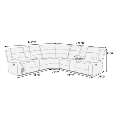 Manual Motion Reclining Loveseat 3 Piece Sectional Set With Console Storage And Cup Holders
