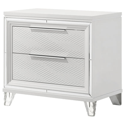 2 Drawer Nightstand With Accents - White