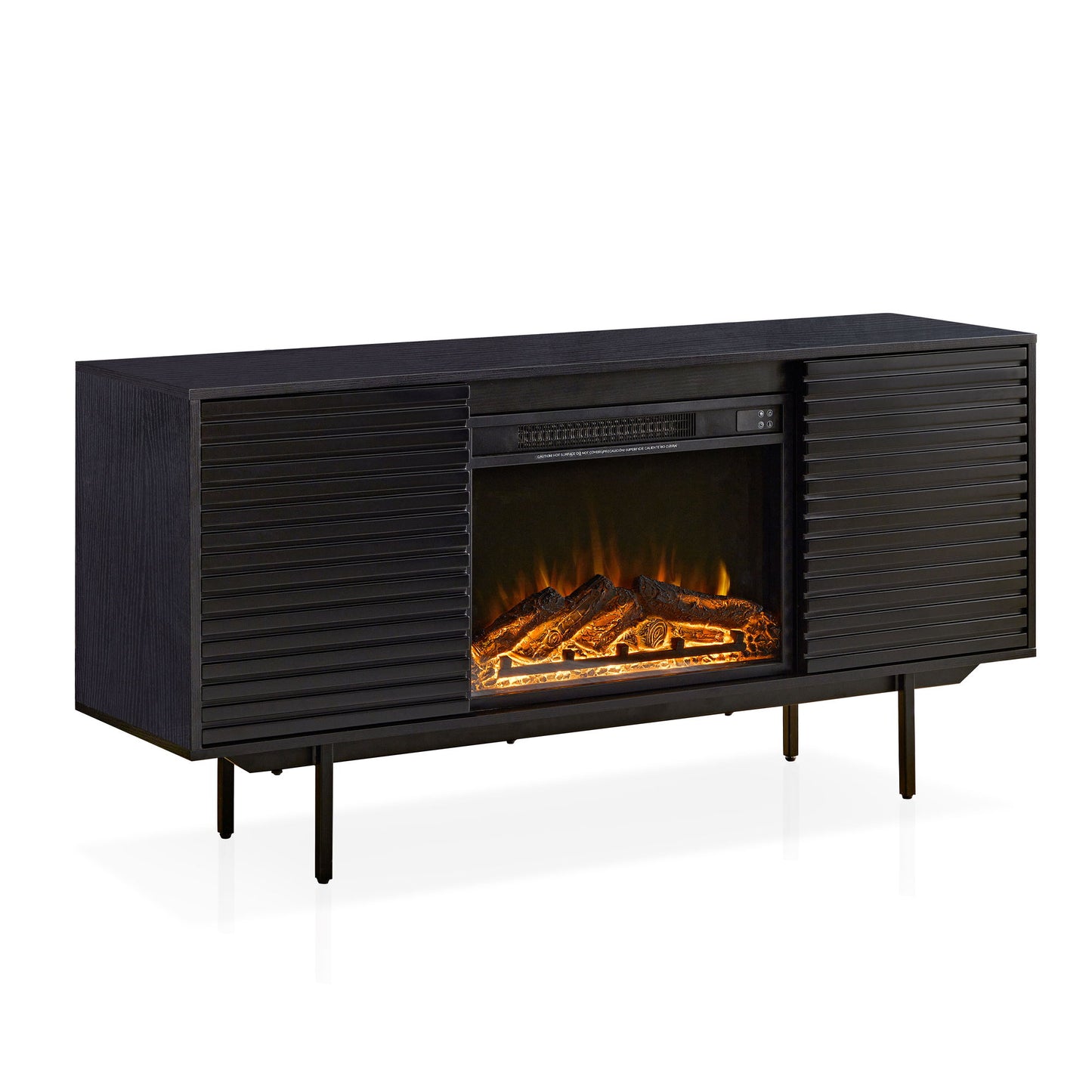 Oak Board Cabinet, The Middle Layer Board On Both Sides Of The Cabinet Can Be Adjusted, The Furnace Is Embedded In The Middle Grid With The Remote Control