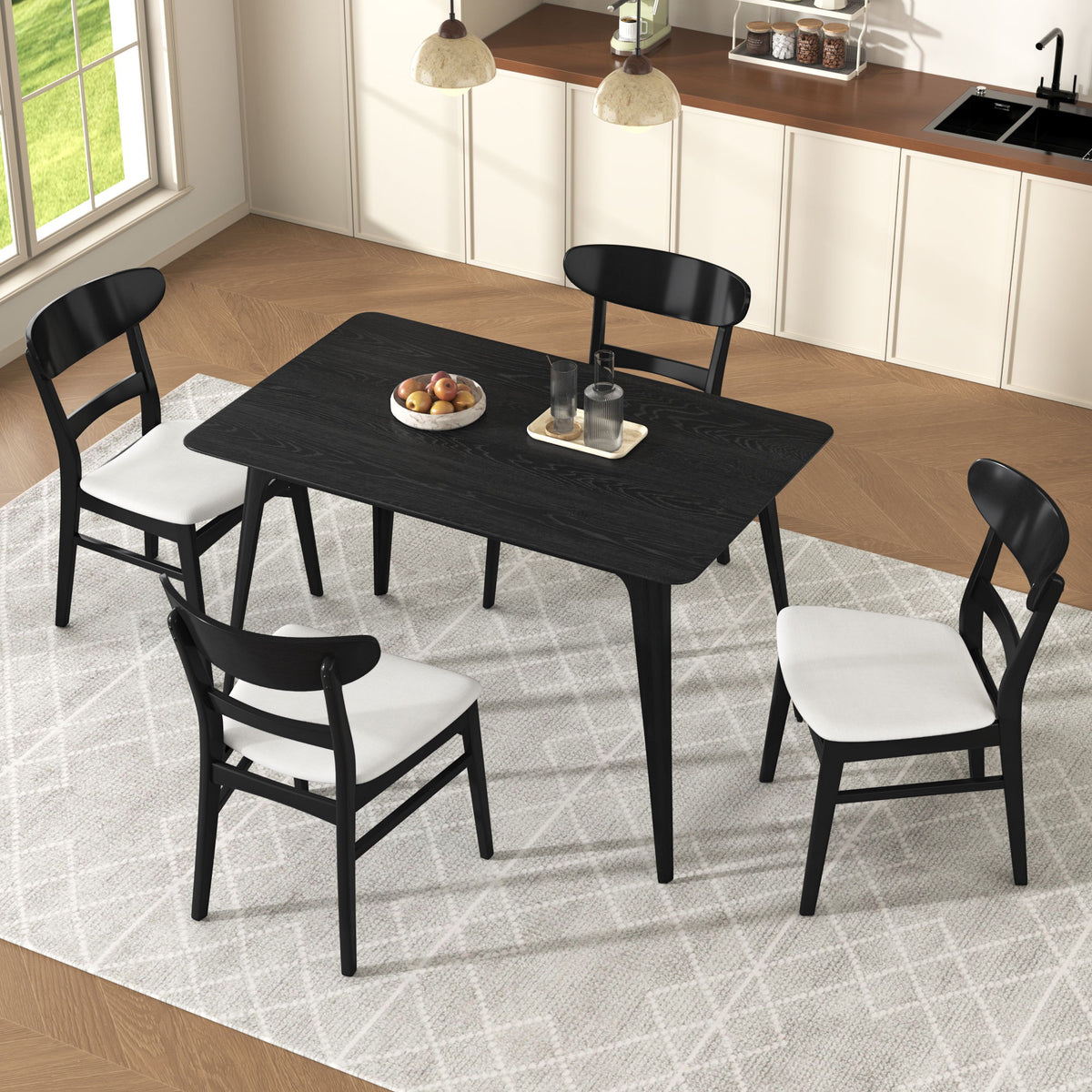 5 Piece Dining Set, 1 Table And 4 Upholstered Chairs