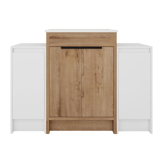 48" Freestanding Bathroom Vanity With Sink And 2 Storage Cabinets, Soft Closing Door - Imitative Oak / White