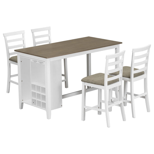 Paige - 5 Piece Counter Height Dining Set With Integrated 9 Bar Wine Compartment