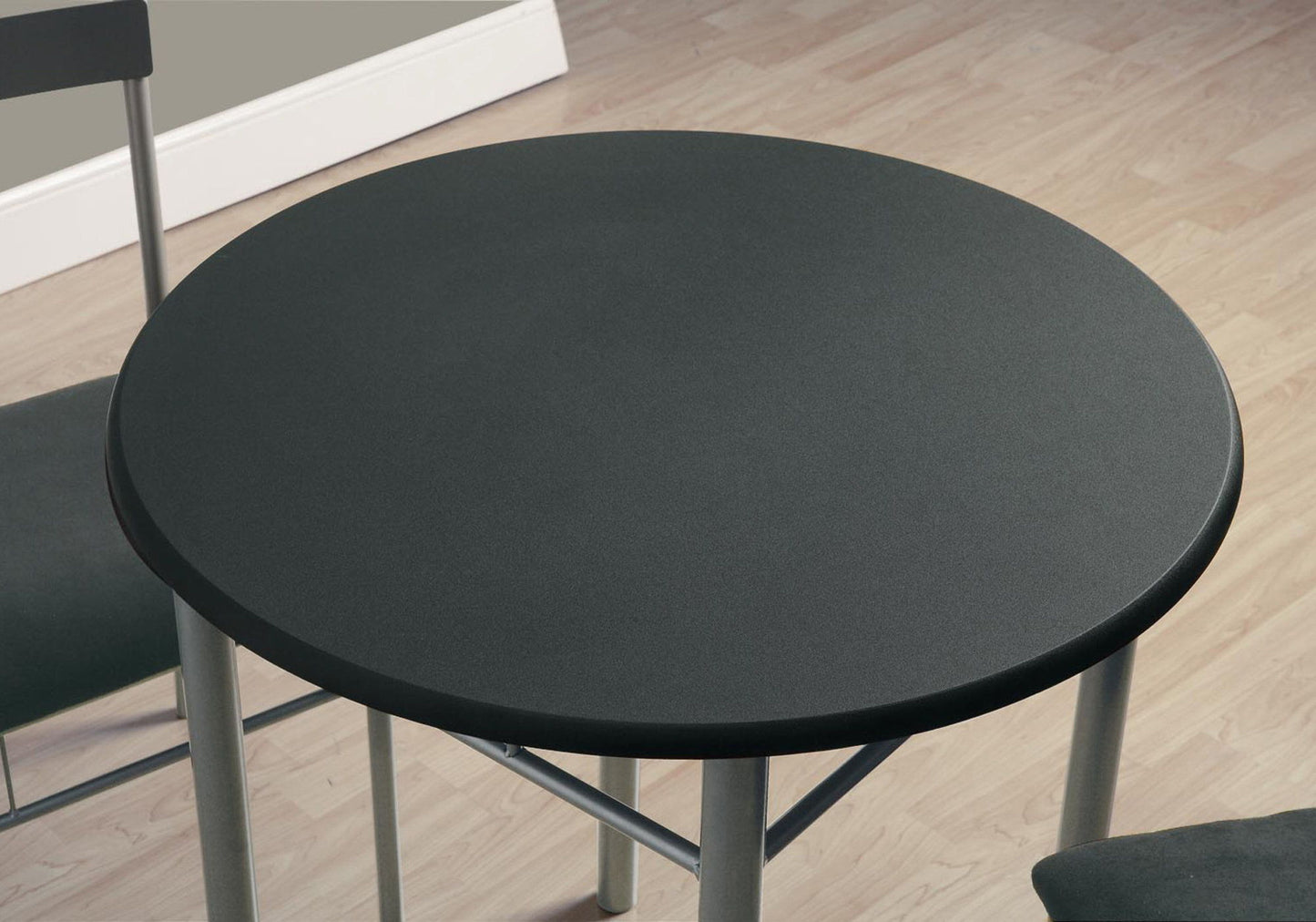 Dining Table Set Small Round 3 Pieces Set - Black