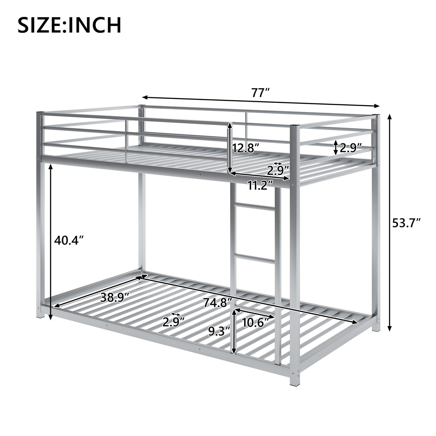 Metal Bunk Bed, Low Bunk Bed With Ladder