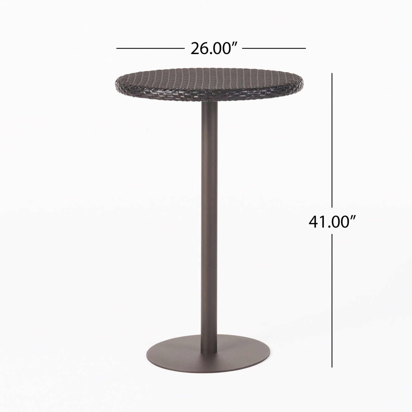 Outdoor Round Rattan Bar Table With Iron Frame - Multi Brown