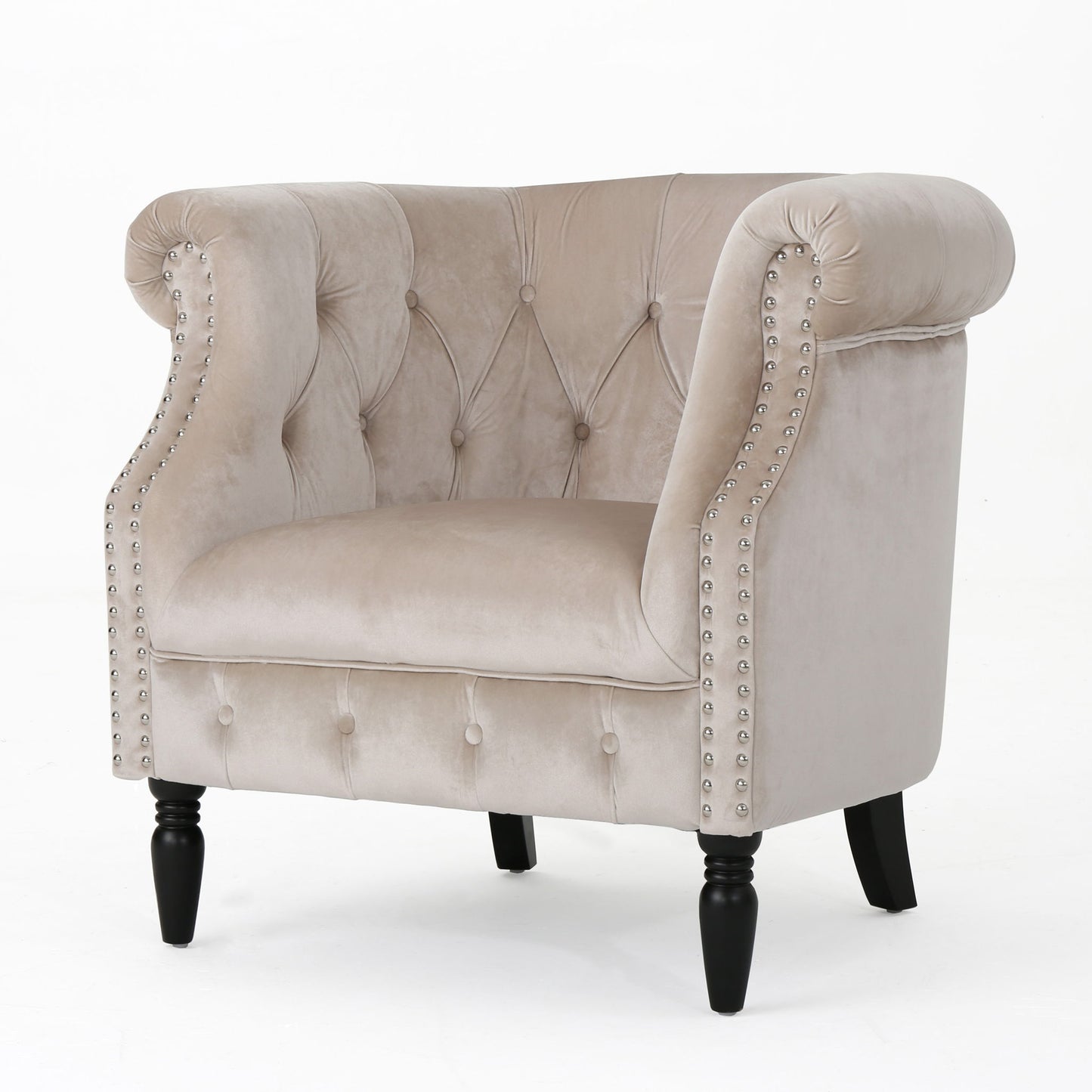 Celestialis - Upholstered Club Chair With Tub Design And Rolled Recessed Armrests