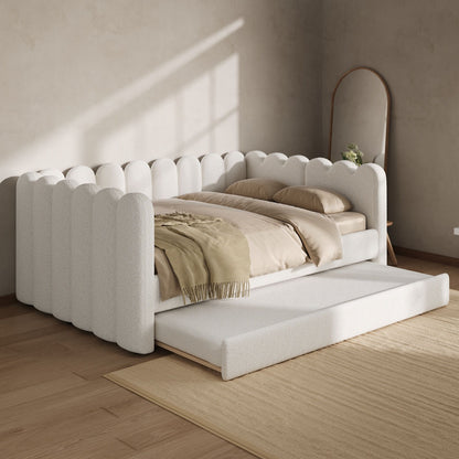 Upholstered Daybed With Curved Ribbed Panel Design