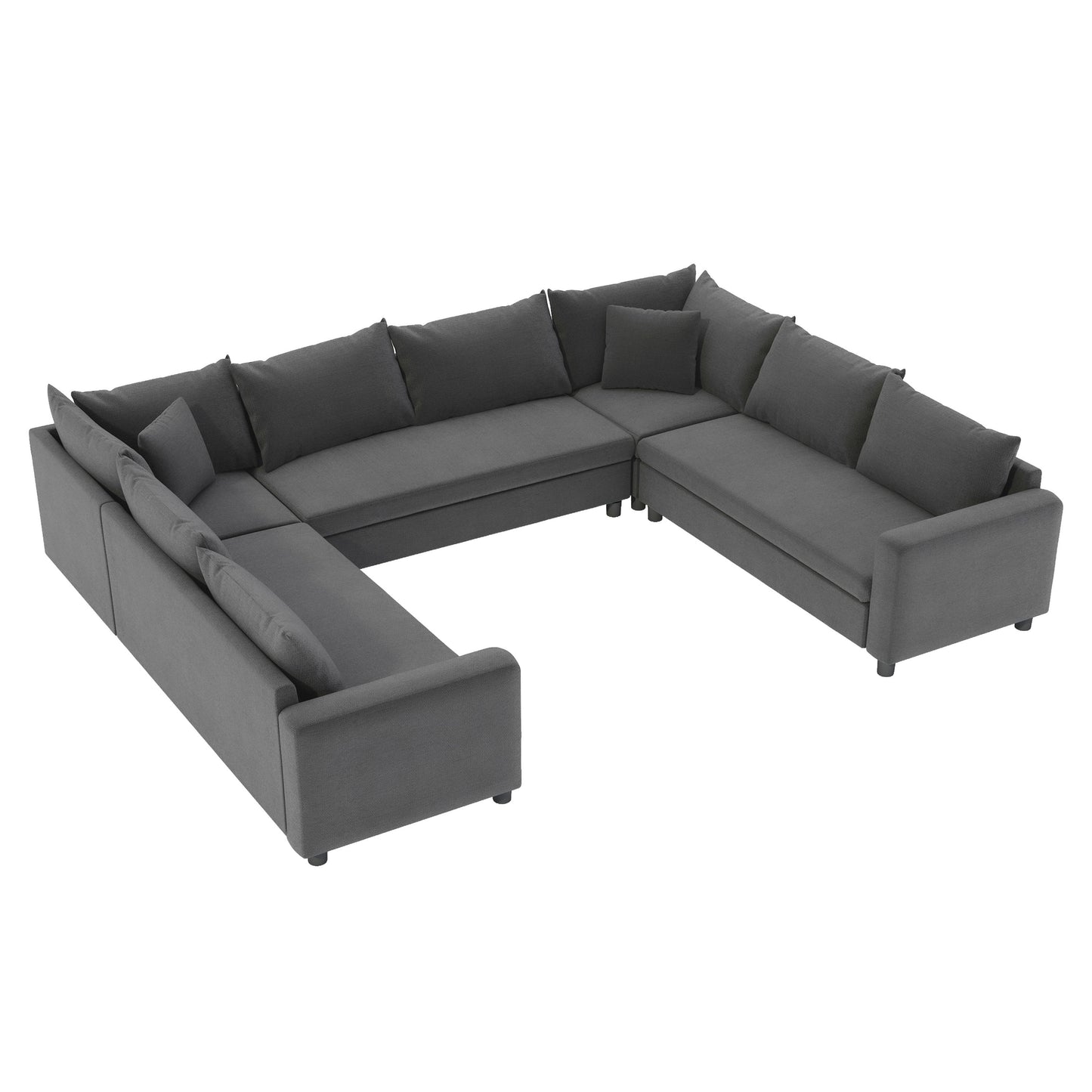Modular Sectional Reversible U Shaped Couch Set, Free Combination Minimalist Style, Oversized 8 Seat Convertible Sofa