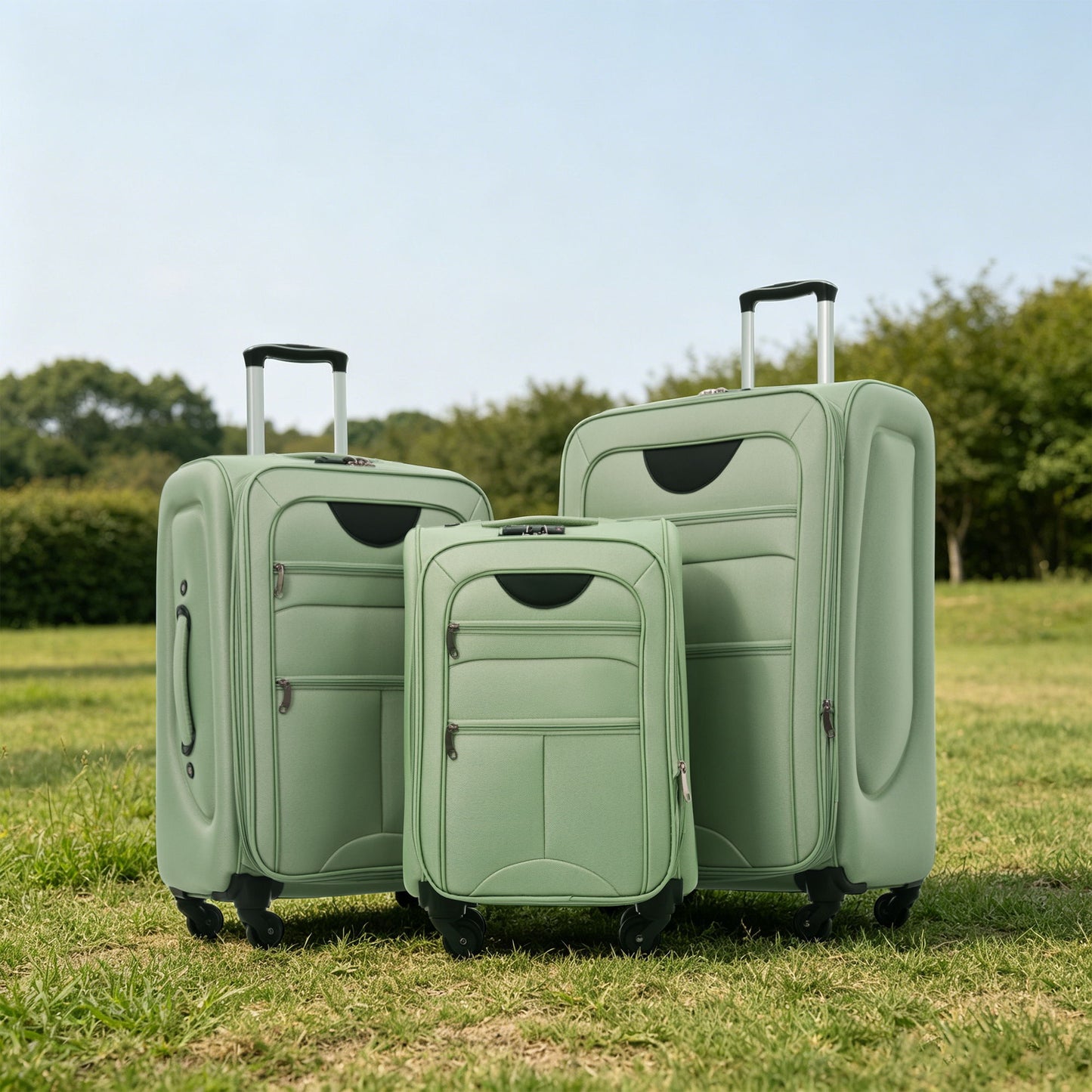 Softside Luggage Expandable 3 Piece Set Upright Spinner Lightweight Suitcase