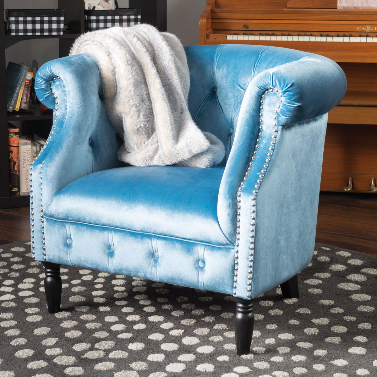 Celestialis - Upholstered Club Chair With Tub Design And Rolled Recessed Armrests