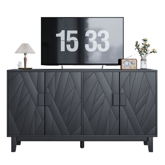 Modern Style Buffet Cabinet, Storage Side Cabinet Buffet Cabinet, Medieval Modern Multifunctional Decorative Cabinet Suitable For Living Room, Dining Room, Entrance, Corridor, Kitchen - Black