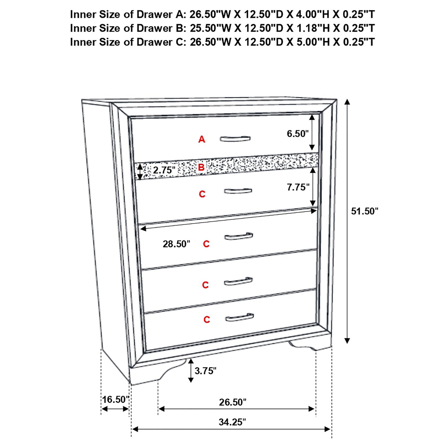 Annie - 6 Drawer Bedroom Chest