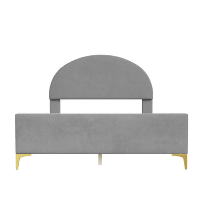 Upholstered Platform Bed With Classic Semi-Circle Shaped Headboard