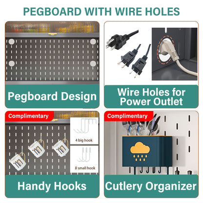 Tall Kitchen Pantry Cabinet With Flip Doors And Pegboard, Anti Tip Steel Storage Hutch