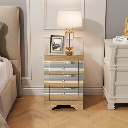 Nightstand With 3 Drawers, Bedside Table For Bedroom - Silver