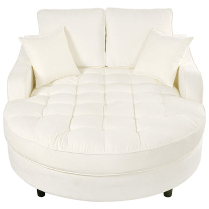 Modern Chaise Lounge Upholstered Sofa Couch With Tufted Seat And Detachable Pillows For Living Room