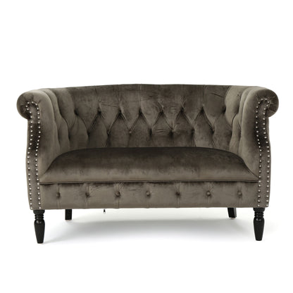 Antique Chesterfield Style Loveseat With Button Tufting
