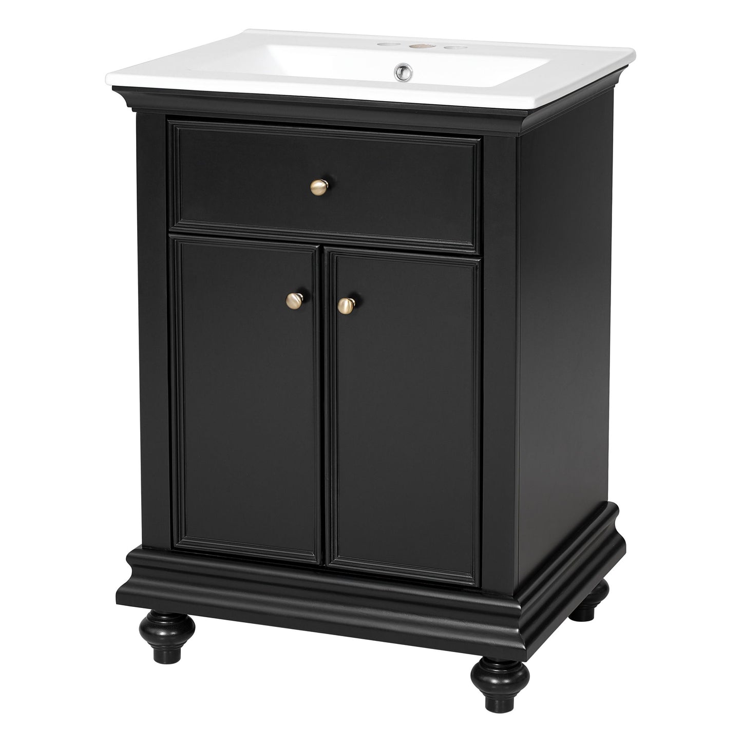 Modern Bathroom Vanity With Tip-Out Drawer And Soft-Close Hinges