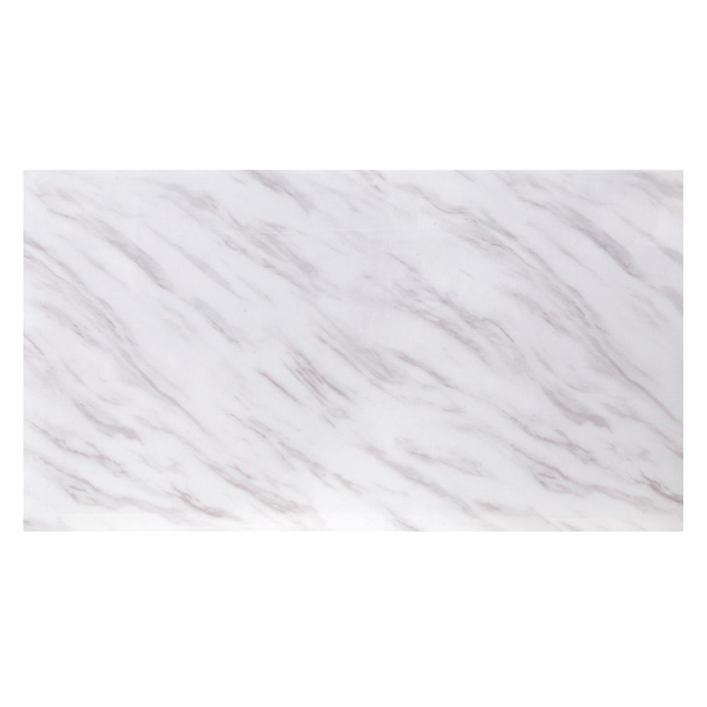 Zander - Coffee Table - White Printed Faux Marble Top & Mirrored Silver