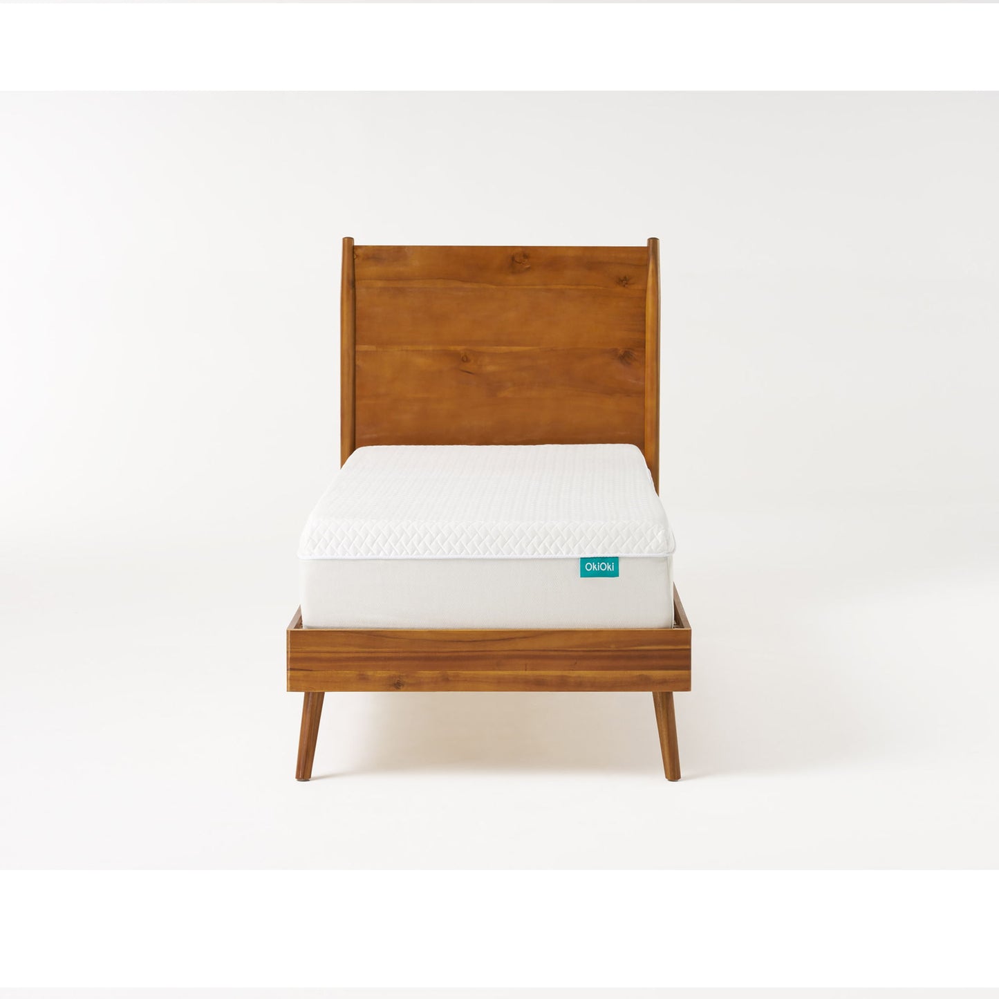 Okioki - Mid-Century Natural Stained Solid Acacia Wood Bed