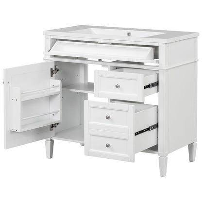 Bathroom Vanity & Top Sink, Modern Bathroom Storage Cabinet With 2 Drawers And A Tip-Out Drawer