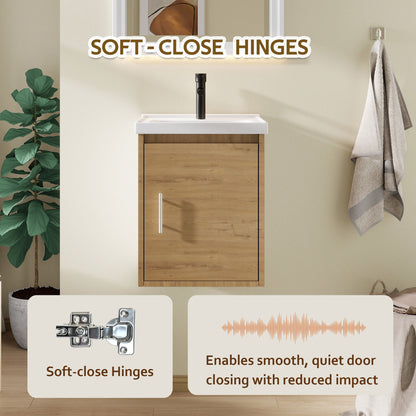 Floating Bathroom Vanity Combo, Wall Mounted Cabinet With Sink & Soft Close Doors For Small Bathrooms