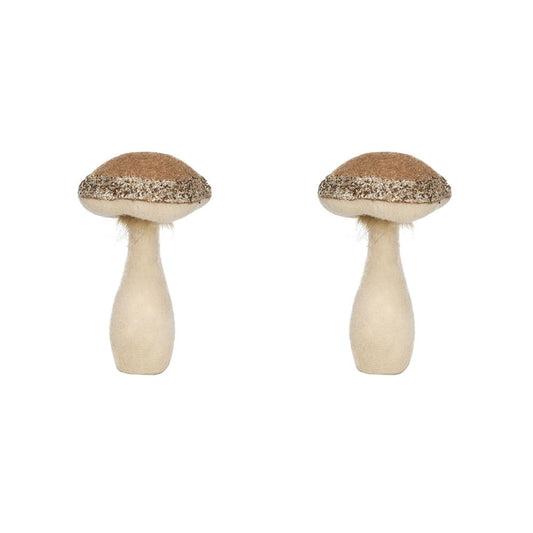 Mushroom Holiday Ornament, For Harvest Festival Fall Festival & Thanksgiving Table Decorations (Set of 2) - Beige / Light Brown