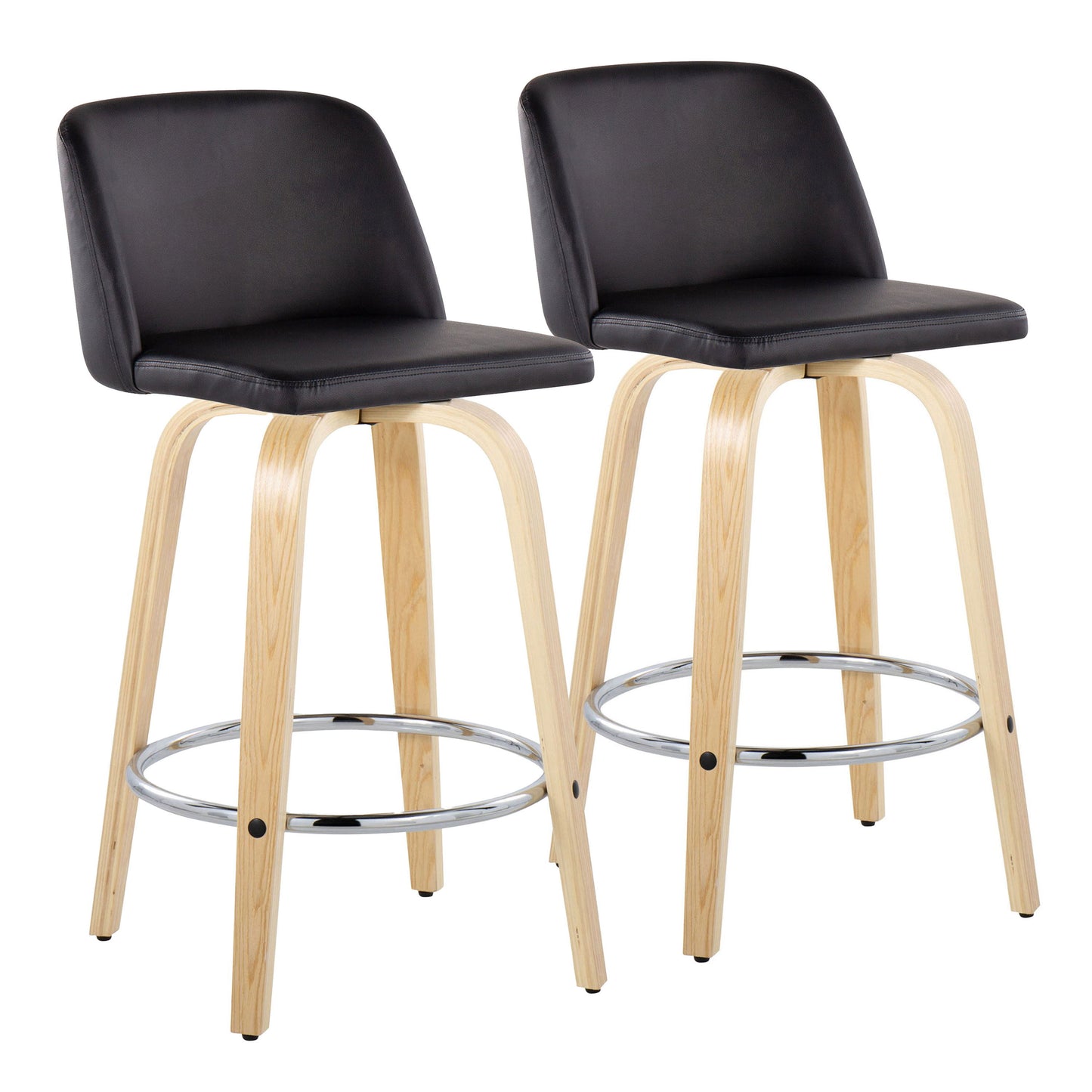 Toriano - Contemporary Fixed-Height Counter Stool With Swivel And Round Footrest (Set of 2)