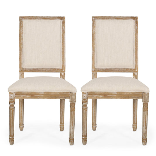 French Country Style Dining Chair With Upholstered Seating And Fluted Legs
