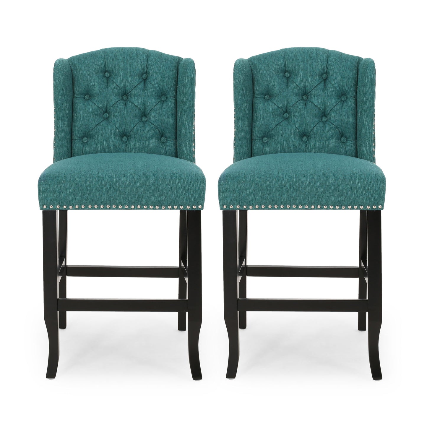Vienna - Fabric Tufted Counter Stool With Nailhead Accents (Set of 2)