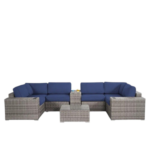 Rattan 4 Person Outdoor Seating Group With Cushions - Gray Mix