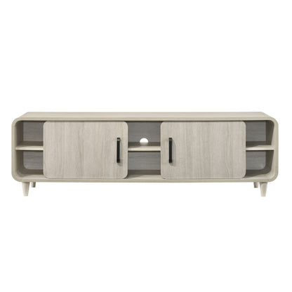 TV Stand With Sliding Doors And Handles, Living Room Furniture - Antique White