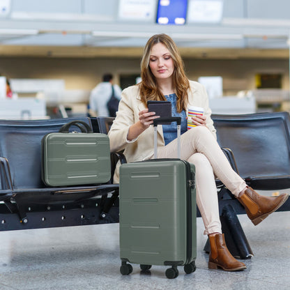 6 Piece Lightweight Hardshell Luggage Set With Double Spinner Wheels, Password Lock