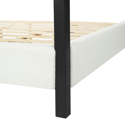 Queen Canopy Bed With Upholstery - White / Black