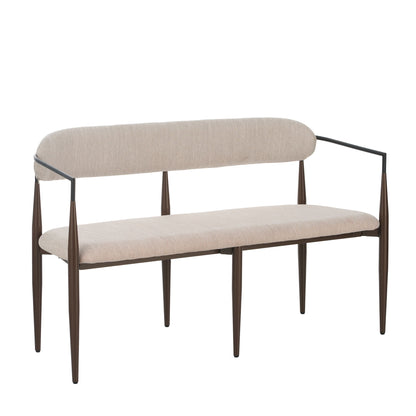 Modern Upholstered Loveseat Settee With Iron Frame