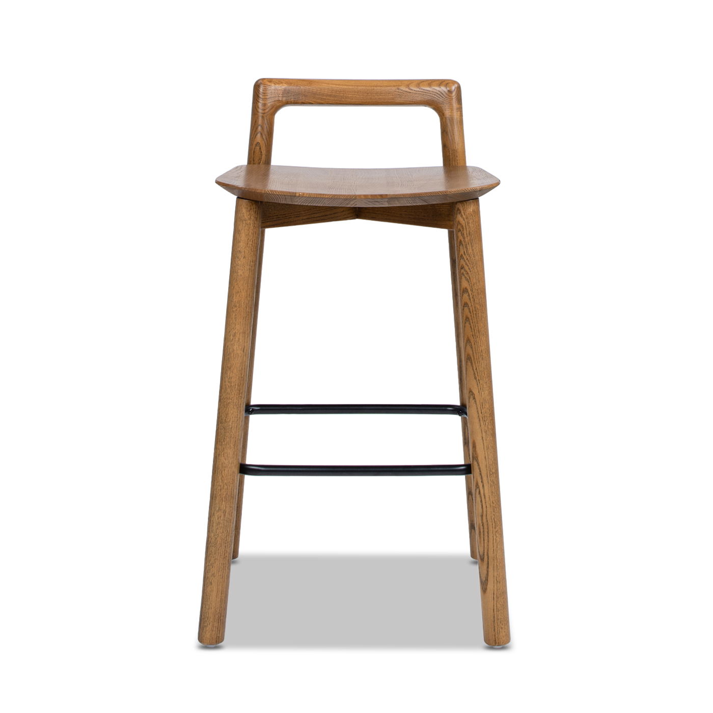 Sven - Modern Minimalist Low Back Counter Stool - Dark Brown Walnut