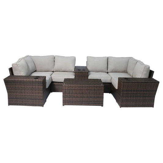 Winsford - Rattan Sectional Seating Group With Cushions, 4 Person Capacity - Espresso
