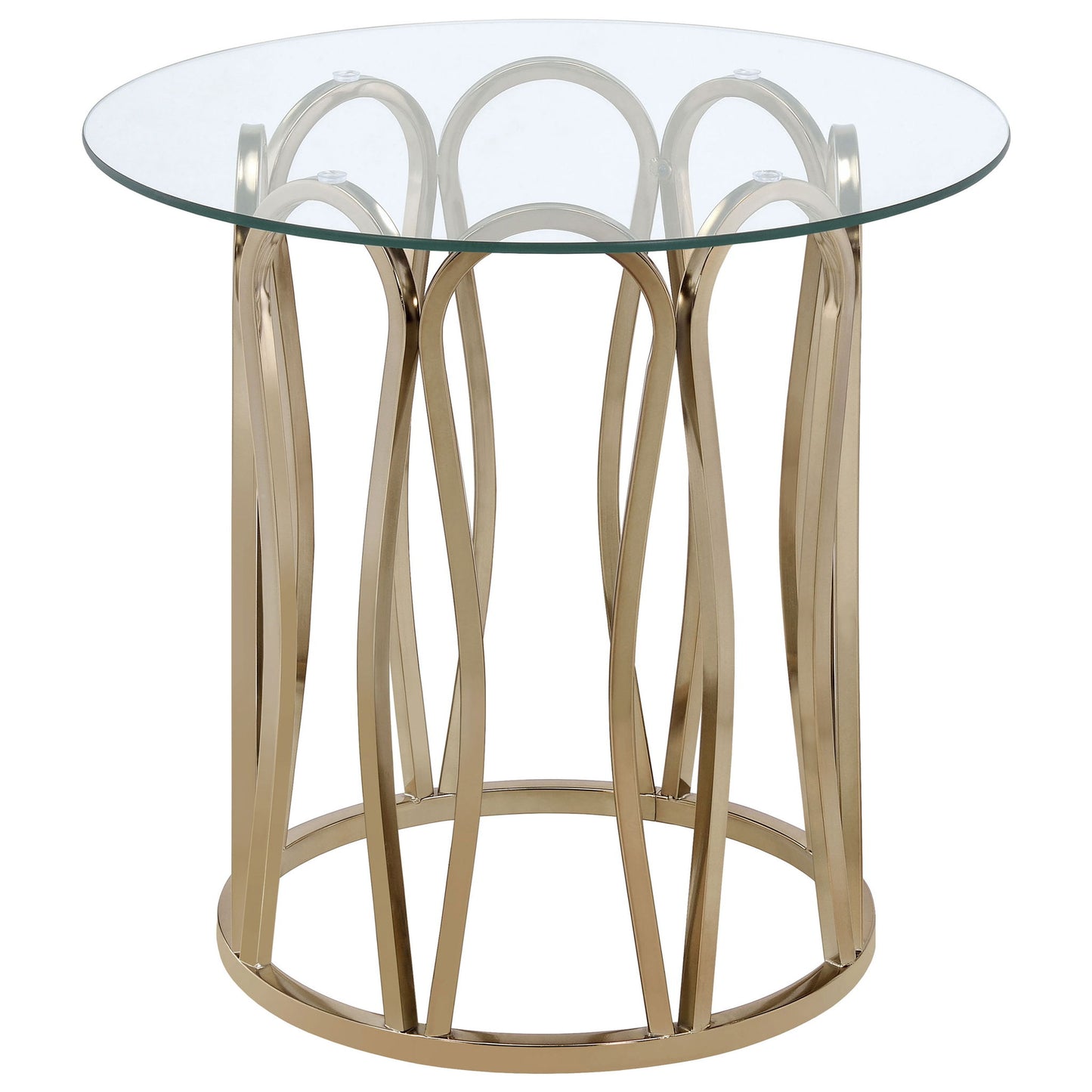 Round Glass Top Table With Polished Metal Base