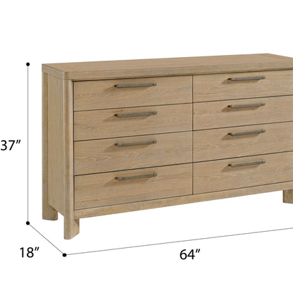 Contemporary 8 Drawer Dresser - Tan