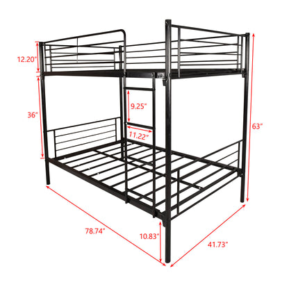 Space Saving Bunk Bed With Metal Frame And Ladder