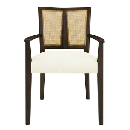 Mid Century Modern Arm Dining Chair Set With Rattan Backrest