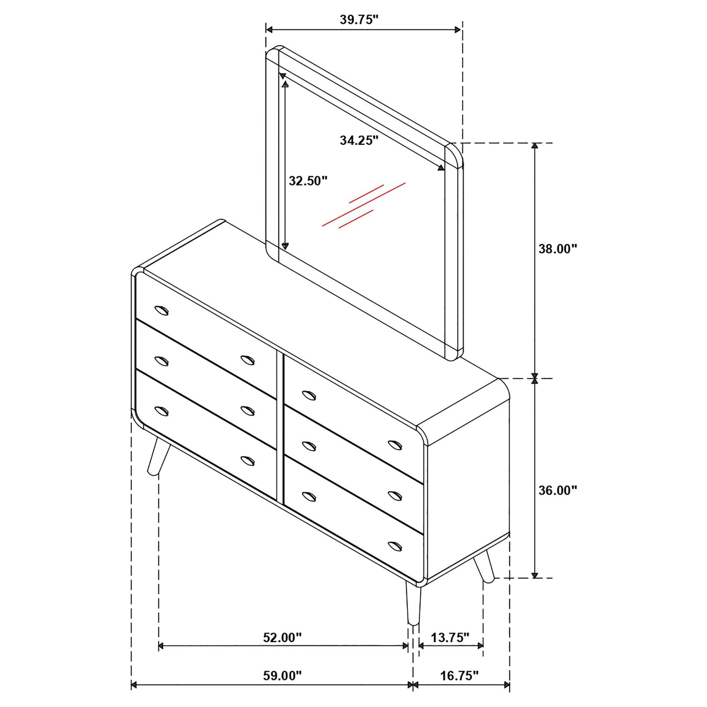 Winston - 6 Drawer Dresser With Mirror
