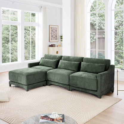 Stylish Sofa With Ottoman And Lumbar Pillows, Ergonomic Design