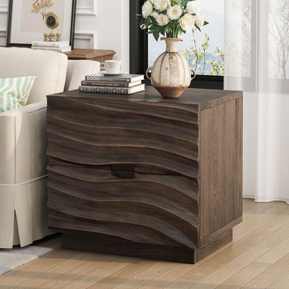 Nightstand With 2 Drawers, No Handles