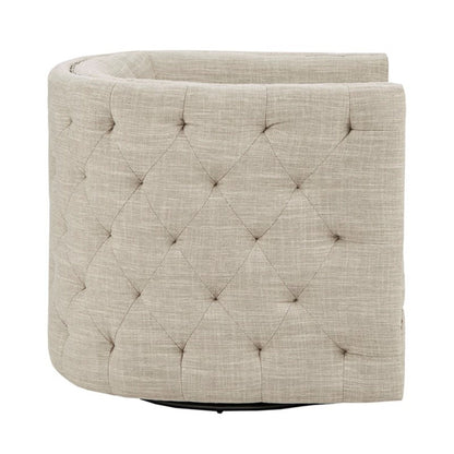 Swivel Chair With Tufted Barrel Design And Nailhead Accents